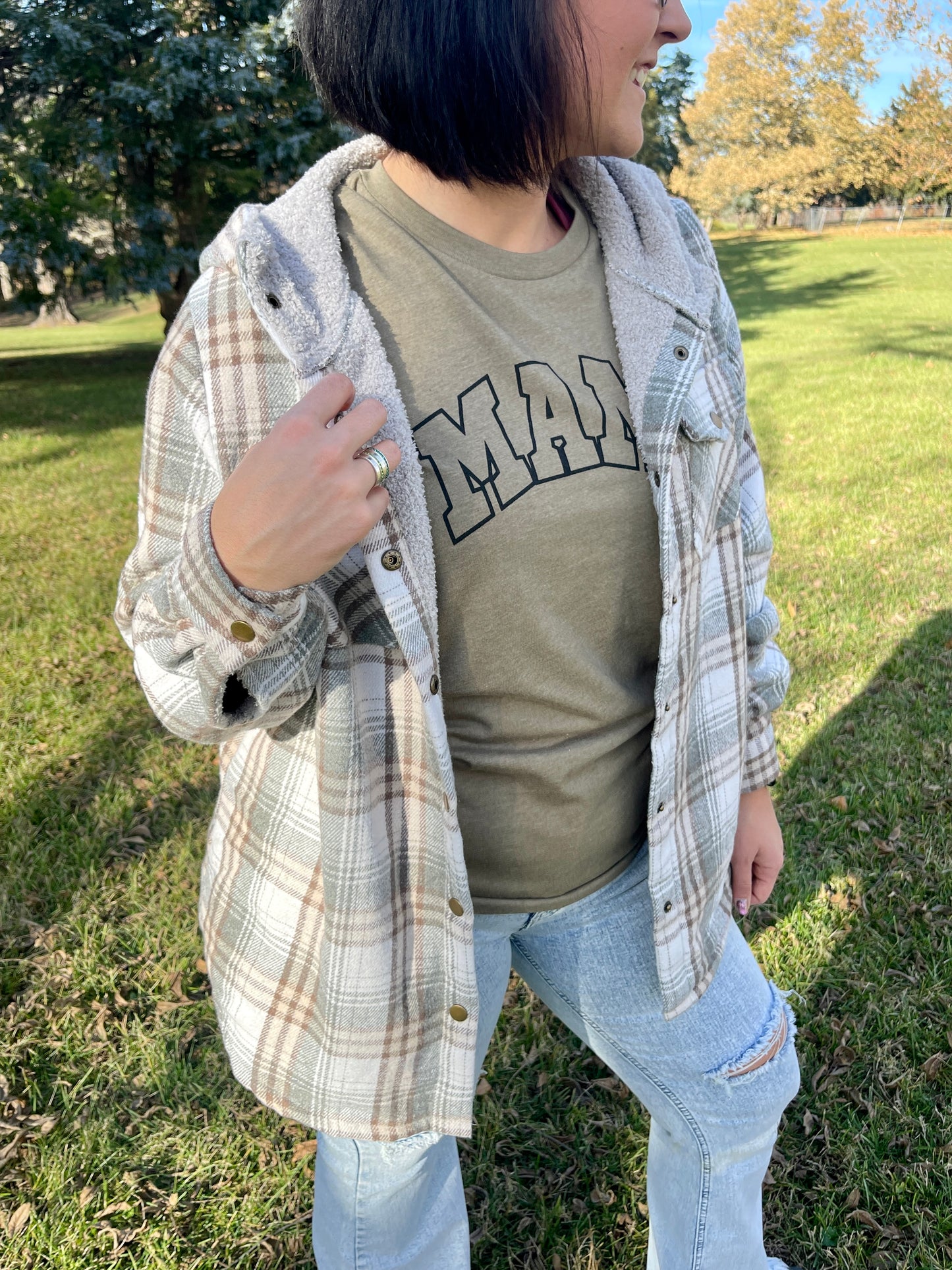 GRAY PLAID SHERPA LINED SHACKET | TRAILER