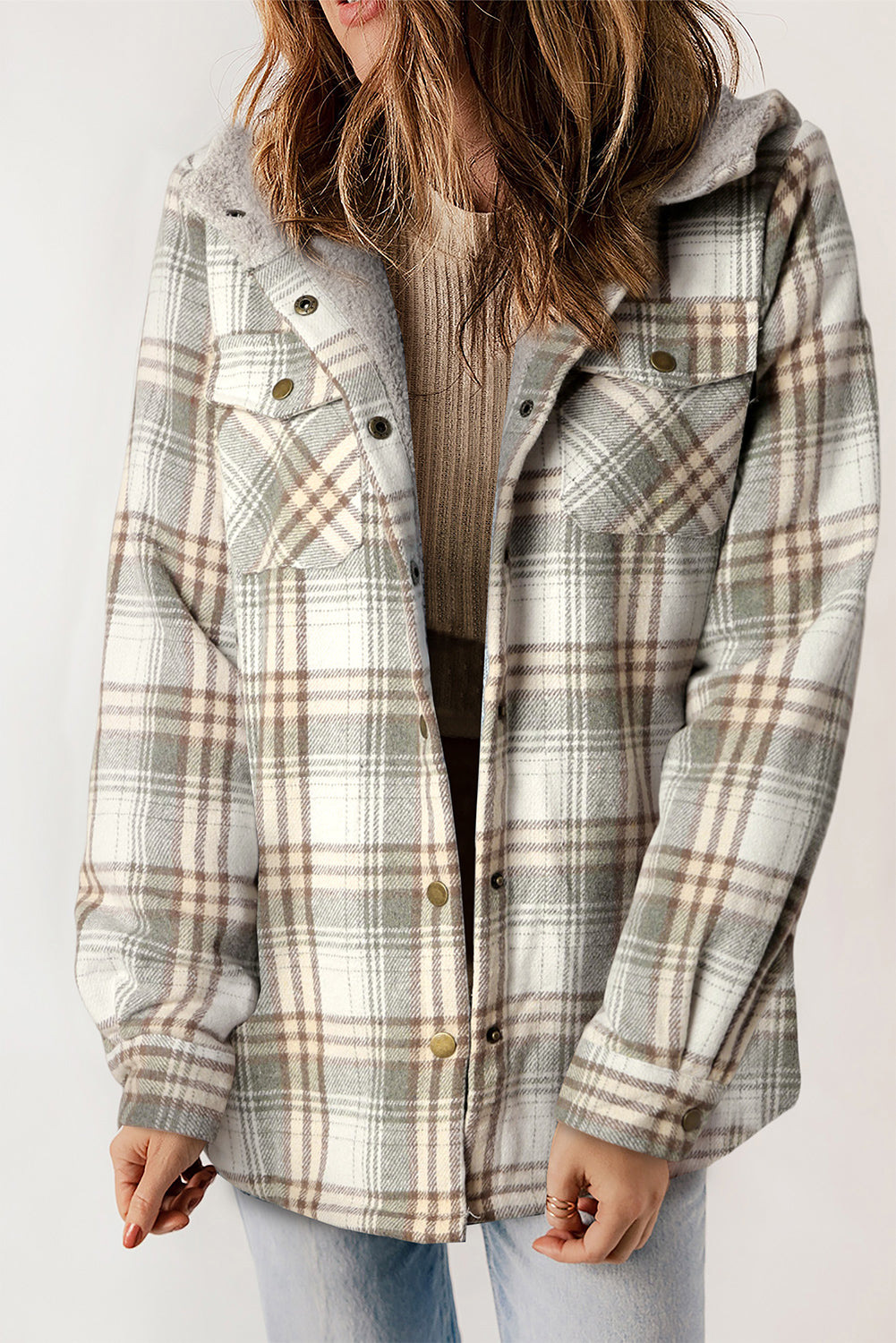 GRAY PLAID SHERPA LINED SHACKET | TRAILER
